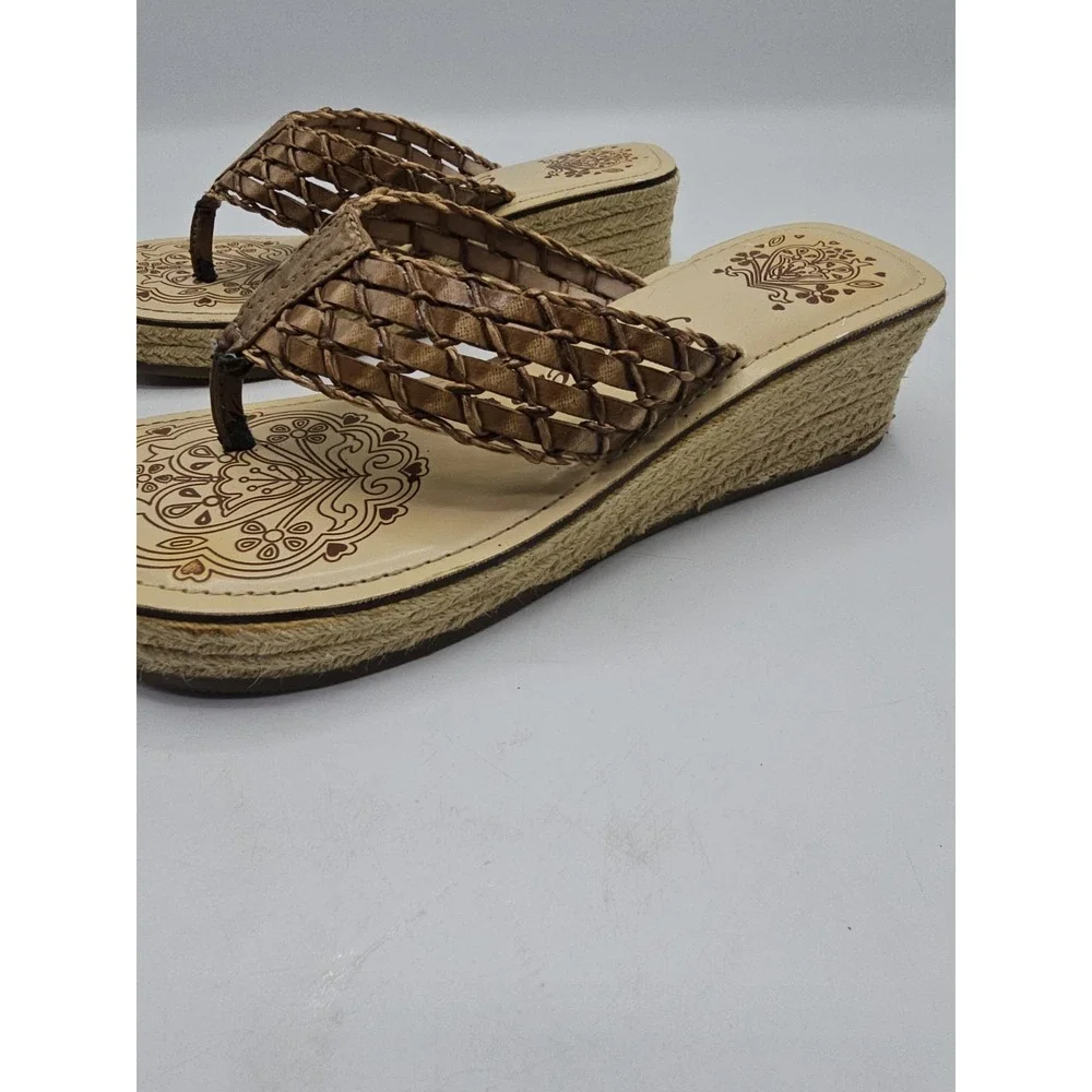 Vintage Skechers Cali Chunky Espadrille Woven Thong Wedge Sandals‎ Size 6.5 Y2K